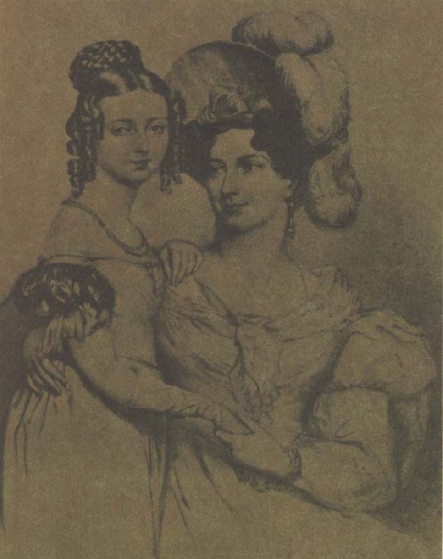 unknow artist den 15 ariga victoria med sin moder hertiginnan av kent oil painting image